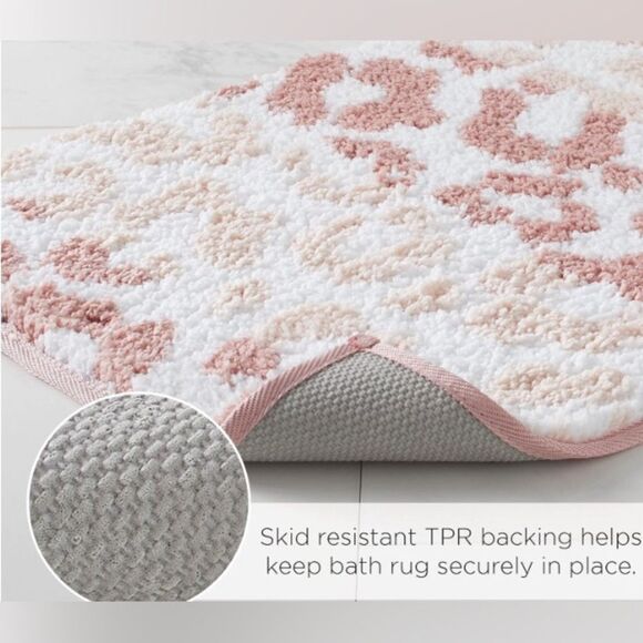 Juicy Couture Set of 2 Pink Ombre Leopard Print Absorbent Quick Dry Bath Mats - Picture 11 of 15